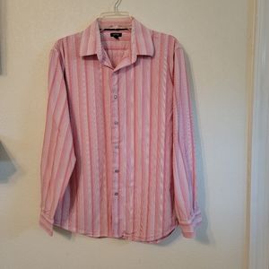 Apt. 9 Mens dress shirt. Stripe pink and white. Size L.